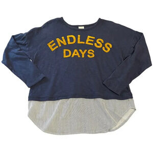 Zara Size 13/14 Long Sleeve Preppy‎ Top Coquette Endless Days Textured